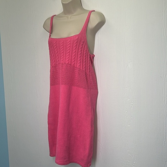Zara - NWT Pink Knitted Chenille Spaghetti Strap Mini Dress Size Large - Picture 5 of 12